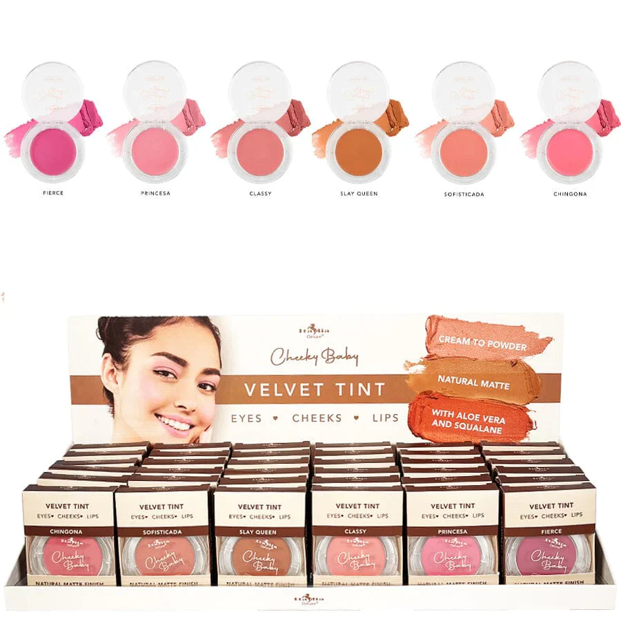 Display cheeky baby velvet tint Rubores en crema Italia Deluxe 36PZ