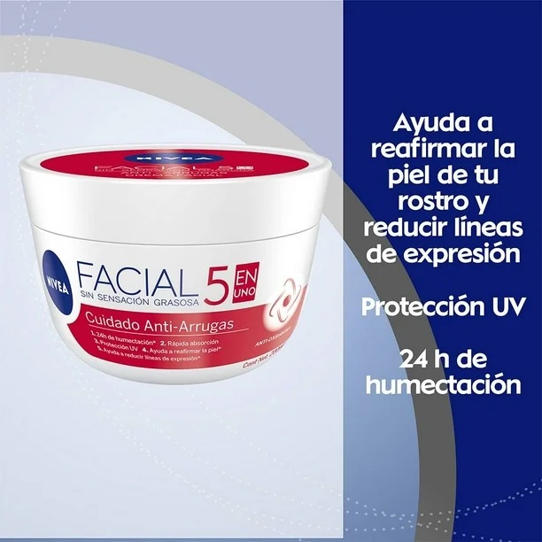 Crema facial NIVEA Cuidado Facial 5en1 antiedad anti arruga